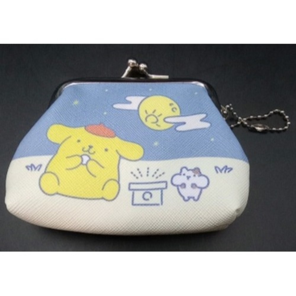 Sanrio Pompompurin x Bokksu Moon Coin Purse Kiss Lock Pouch Blue White 2023